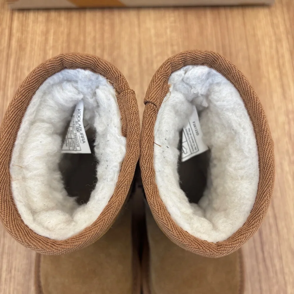 Koolaburra by UGG T Koola Short Boot Toddler 6 Chestnut Suede Faux Fur Worn Once